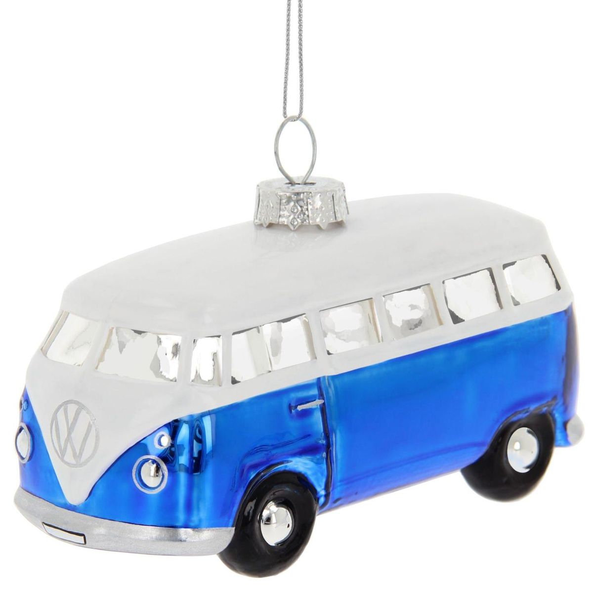 VW T1 Bulli Bus decorative pendant & glass Christmas ornament in gift box-Blue