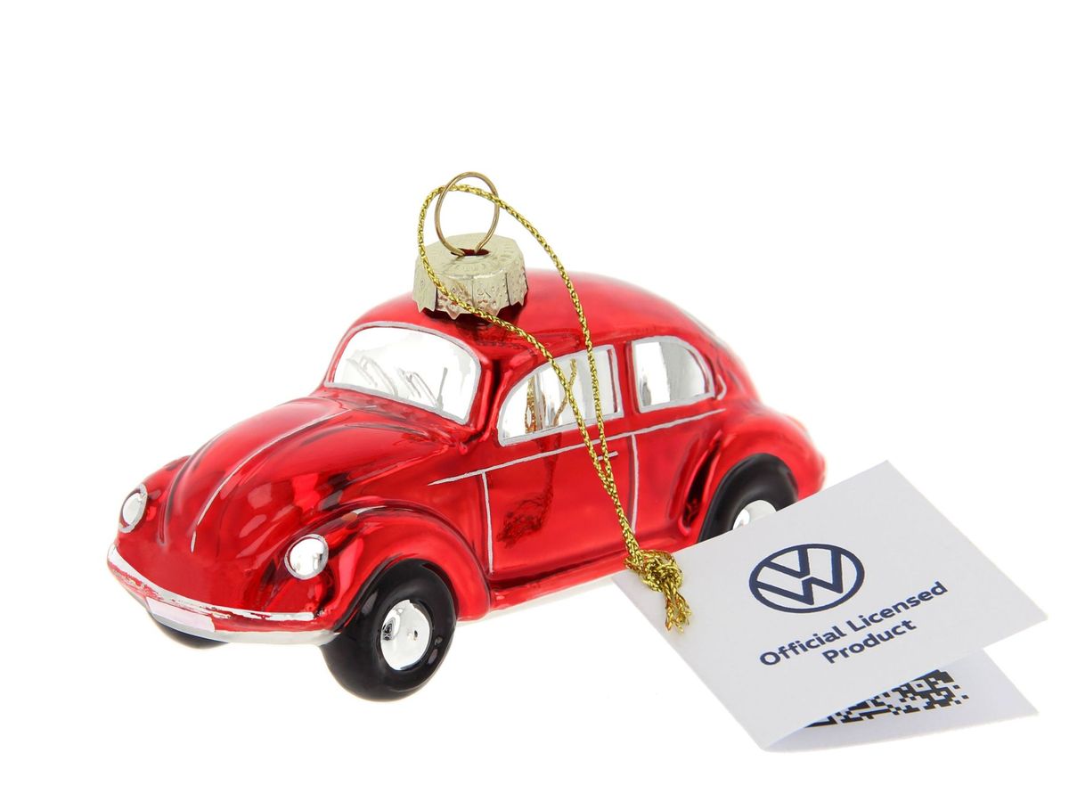Volkswagen VW Beetle Glass Decoration / Christmas Ornament in Gift Box - Red